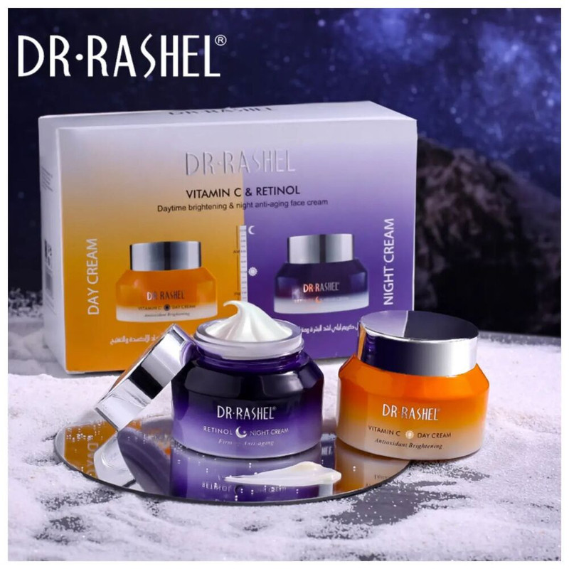 Dr. Rashel Vitamin C & Retinol Day and Night Time Brightening and Anti-Aging Face Cream – Pack of 2