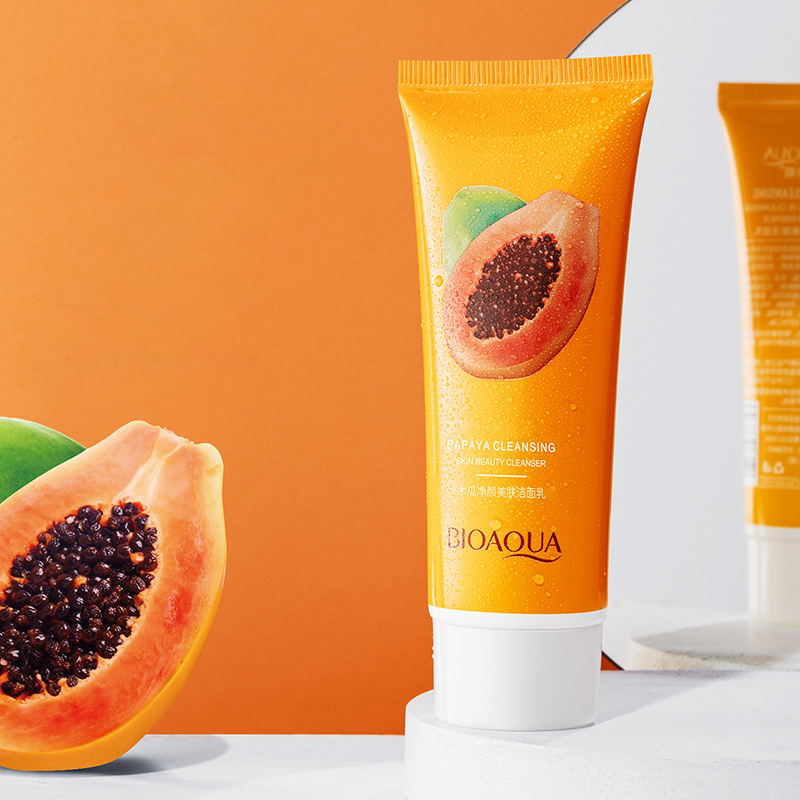 BIOAQUA papaya moisturizing gentle deep cleaning pores beauty facial cleanser 100g